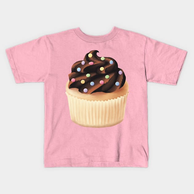 choco frosted cupcake Kids T-Shirt by buttercreambear